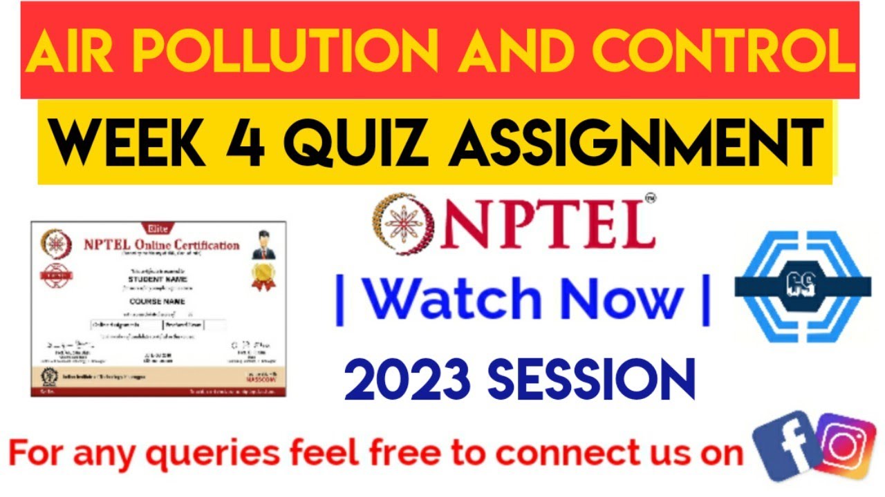 air pollution and control nptel assignment 4 answers