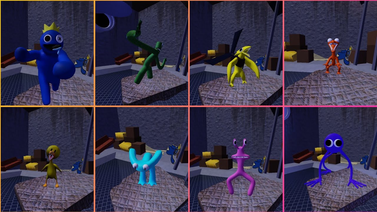 RAINBOW FRIENDS CHAPTER 2 😱 || All 6 Characters! Blue, Yellow, Orange, Pink, Sky Blue & Carter ||