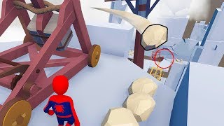 Супергерои БИТВА КАТАПУЛЬТ В HUMAN FALL FLAT пластилиновые герои Володя Человек Паук и Железный Человек