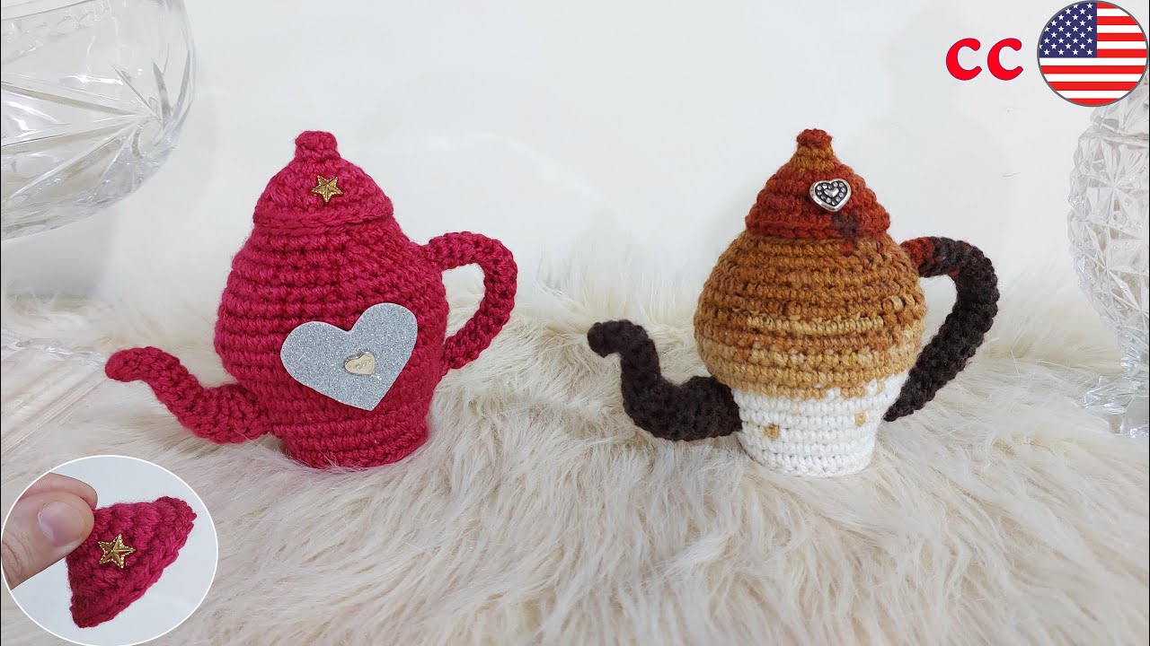 لأول مرة ابريق شاي قمر كروشيه (باترون مكتوب)/For the first time crochet cute teapot (Eng pattern)