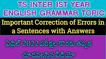 Important Correction of Errors in a Sentences for April 2022 exams