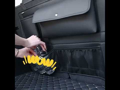 Органайзер на спинку сидінь, для багажника шкіряний чорний, відео 2