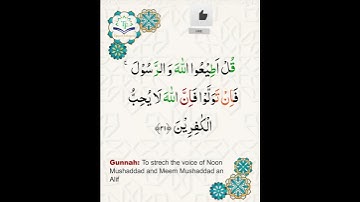 Learn Tajweed of Surah Al-Imran 32 (آيات الحفظ) | سورة العمران -  تعلم التجويد  - Rules + Practice