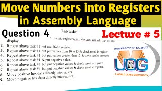 Move numbers into Registers in Assembly Language | Lec 5 | Question 4 | Assembly Language Lab Tasks