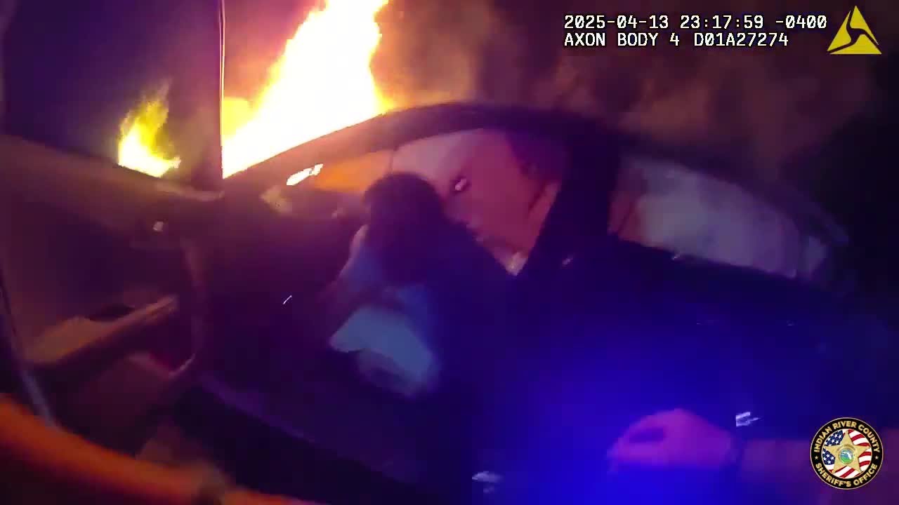 Florida driver pulled from burning car after fleeing traffic stop ...