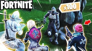 3 PRO CONTRA 100 NOOBS BATALLA ÉPICA - FORTNITE