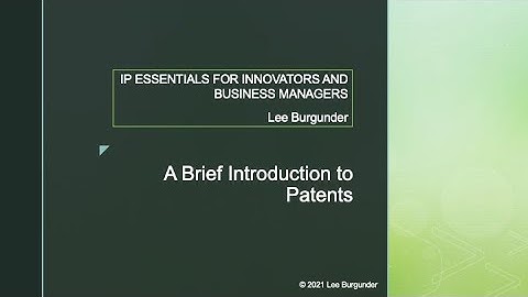 A Brief Introduction to Patents