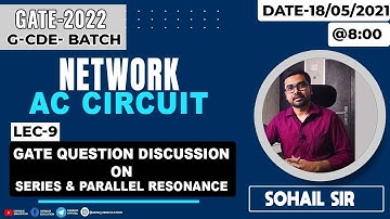Lec 09 || GATE Question Discussion on Series & Parallel Resonance || Network Theory || G-CDE BATCH
