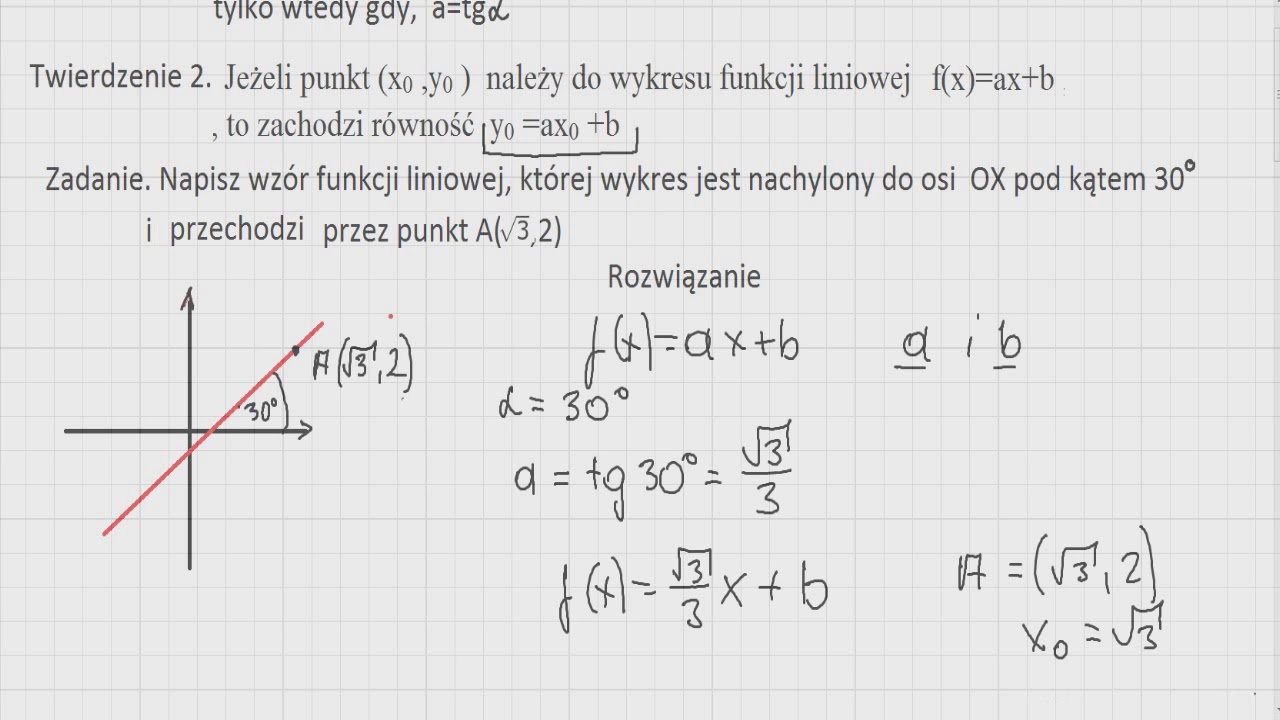 Przesuwanie Wykresu Wzdłuż Osi Ox Zadania Zadanie 23. Wyznaczanie wzoru funkcji liniowej. Kąt nachylenia wykresu