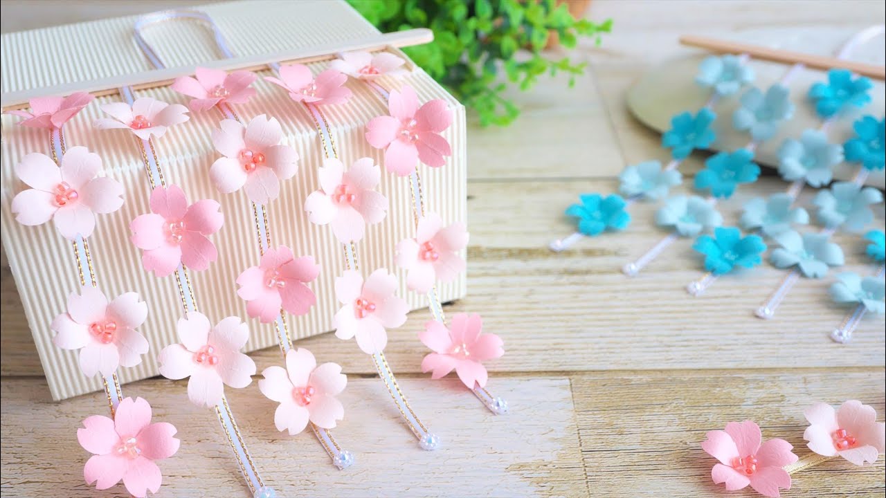 小さくて可愛い！桜の花の壁飾りの作り方（ウォールデコレーション） - DIY How to Make Paper Cherry Blossom Wall Decoration