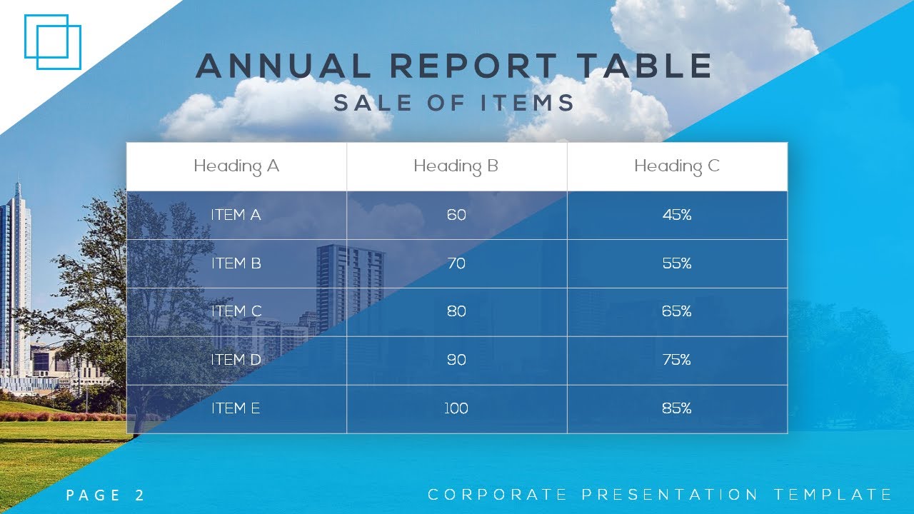 how to make a presentation table