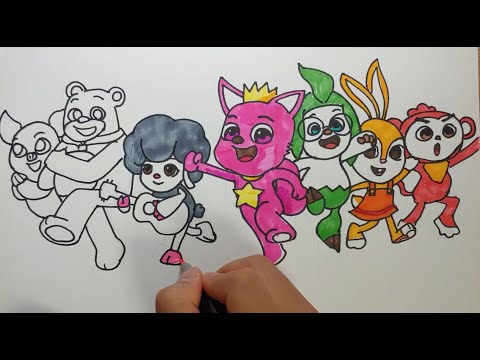 핑크퐁 원더스타 색칠 놀이 | Coloring Pinkfong WonderStar | 호기 Hogi 제니 Jenny 포키 Poki 코디 Codi 레이첼 Rachel 라이라 Lila