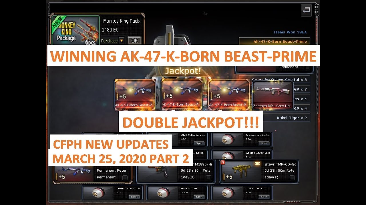 Winning AK-47-K-Born Beast-Prime and Spinning Gold Black Lotto on CrossFire Philippines March 2020