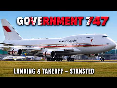 BAHRAIN Government B747 Lands & Takes Off at Stansted | A9C-HAK in 4K