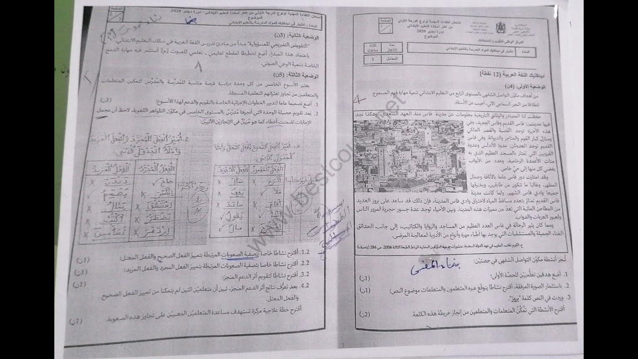 تصحيح ديداكتيك اللغة العربية 2020
