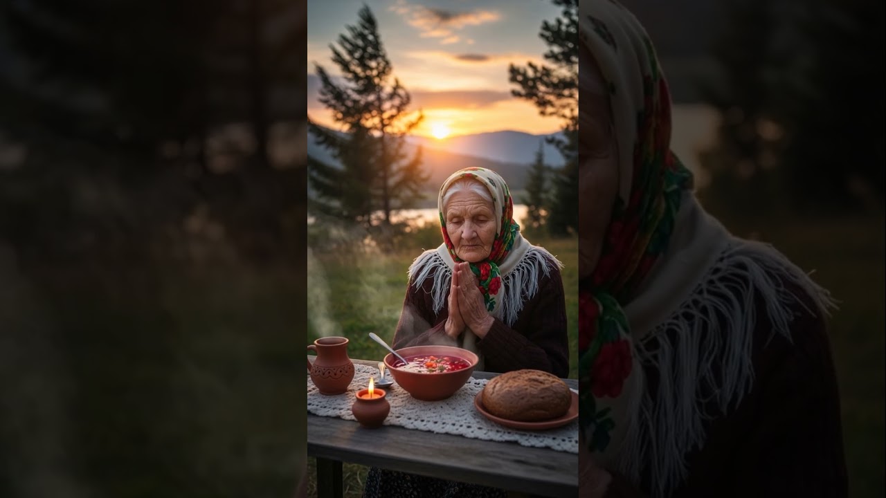 Grandma's Heartfelt Evening Prayer Before Dinner in the Village 🙏❤️
