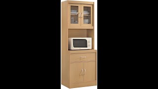 Hodedah Long Standing Kitchen Cabinet with Top & Bottom Enclosed Cabinet Space
