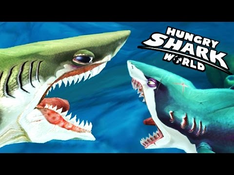hungry shark world megalodon vs great white shark youtube