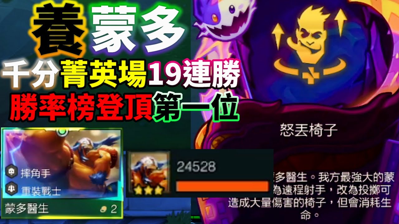 【聯盟戰棋】數據不會騙人！版本隱藏T0  學會直接上大分！蒙多才是最強之人 重裝戰士 摔角手 s15 | 云顶之弈  TFT