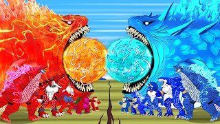 Team Godzilla & Kong, Bloop Fire Vs Kong Ice & Bloop Ice: Who Will Win?! Godzilla Cartoon Animation