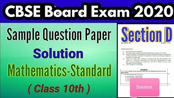 Cbse Sample Paper Class 10 2020 Solutions Mathematics-Standard (Section D)