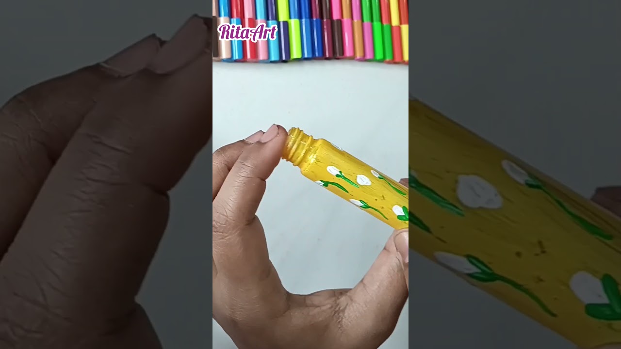 Mini bottle painting/ flower painting 