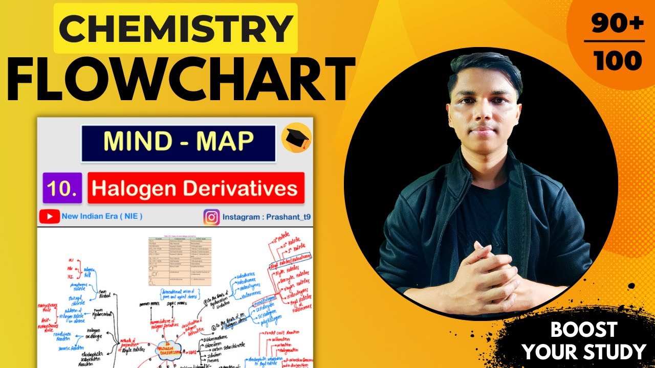Organic chemistry flowcharts 10 halogen derivatives mind map