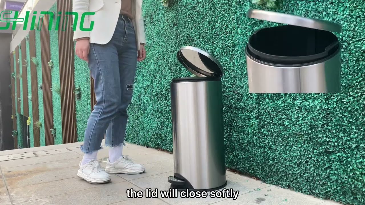 30Liter Stainless steel Round Garbage can with Soft close Pedal Control