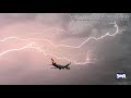 Qantas plane lands during lightning storm in Melbourne Australia - 27th January, 2022