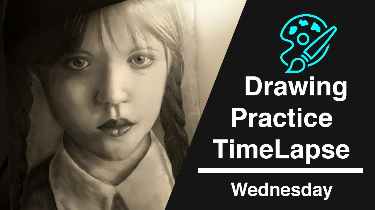 Drawing Wednesday Addams | Self-Taught Photorealism Practice Timelapse