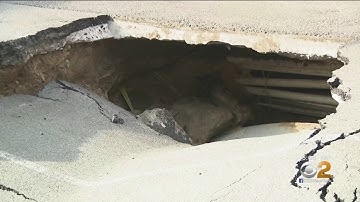 Brooklyn Sink Hole Nearly Swallows Car