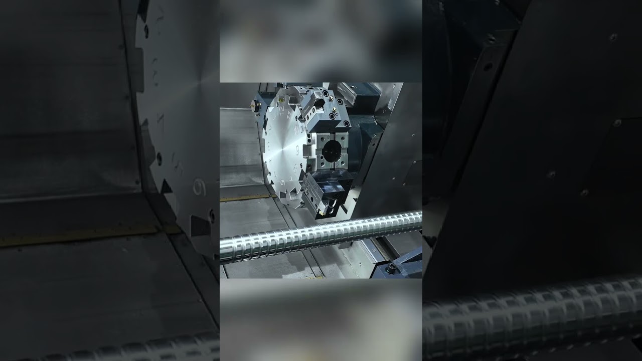 Real photos of a dual-spindle CNC turning center: from raw material to finished product.