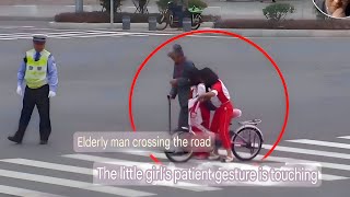 Elderly Man Crosses Road—Little Girl's Kindness Touches Hearts!