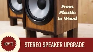 Tearing down a set of Sony Speakers and rebuilding the cabinets out of walnut plywood. Subscribe to my channel: http://bit.ly/