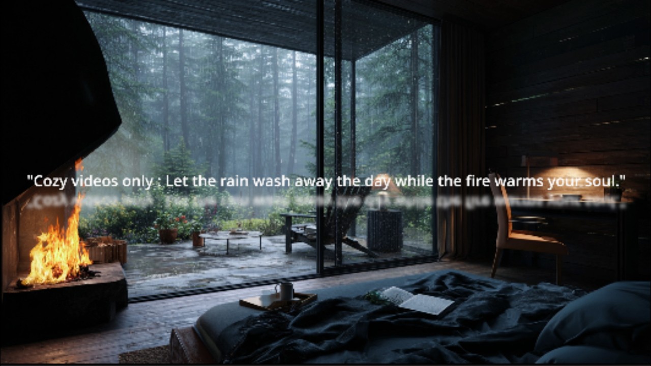 Rainy Night Sanctuary: Cozy Fireplace & Rain on Roof for Deep Sleep