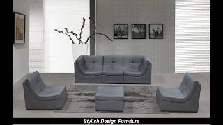Stylish Design Furniture - 207 Modern Grey Leather Sectional Sofa