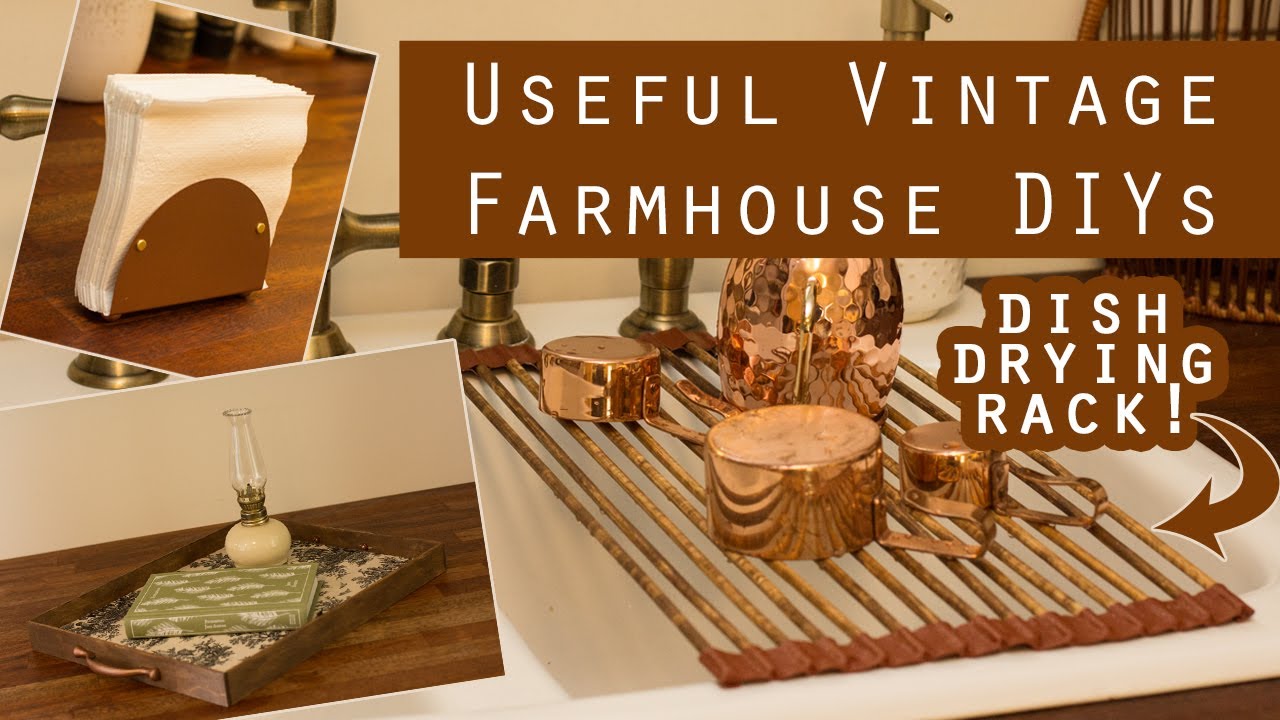 Useful Vintage Farmhouse DIYs  DIY Roll Up Dish Drying Rack