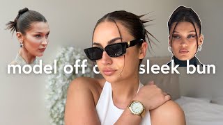 Bella Hadid *Model Off Duty* Sleek Bun Tutorial💟- How to do a ‘clean girl’ bun (easy step by step)