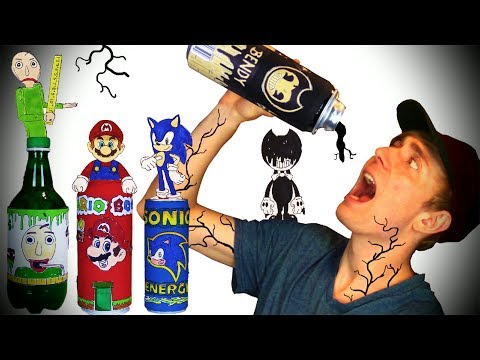 DO NOT DRINK BENDY 😈 Baldi + Mario + Sonic - DIY Drink Cans & Coloring Page