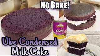 NO BAKE UBE CONDENSED MILK CAKE