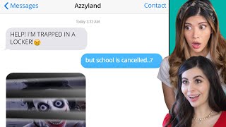 Creepy Text Messages STUCK Inside A Locker w/ Azzyland