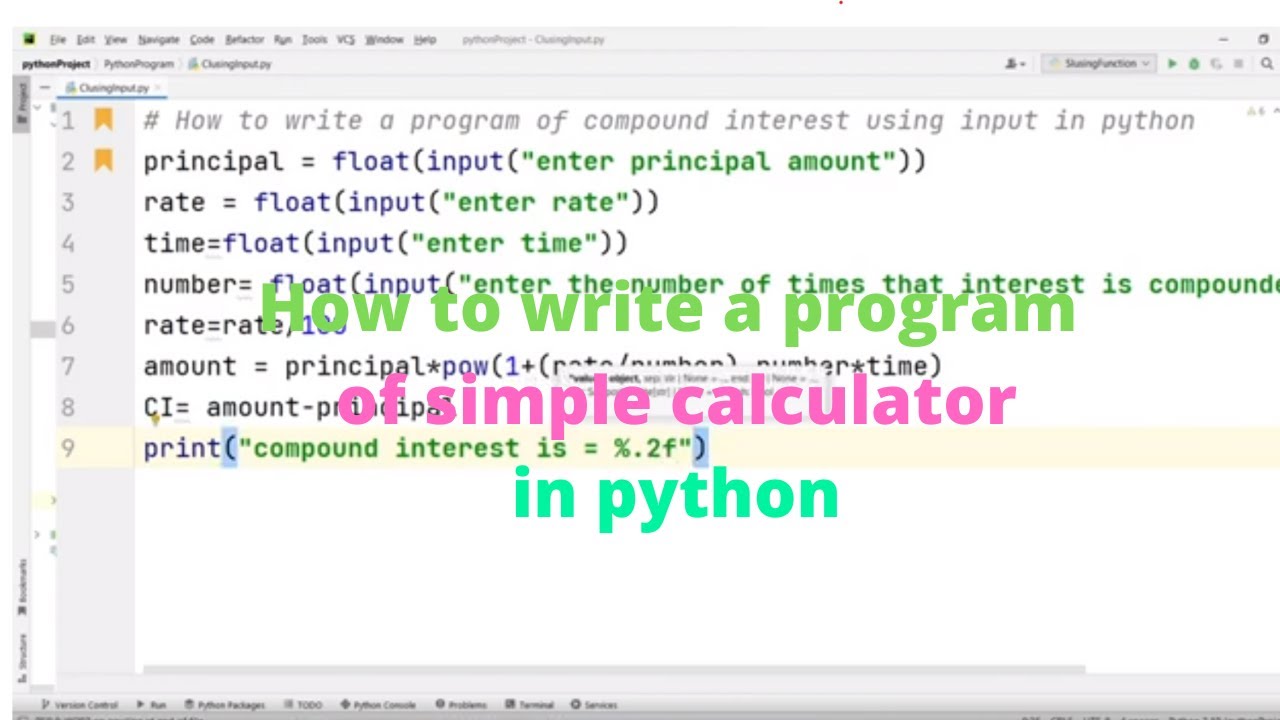 How to write a program of simple calculator in python - YouTube