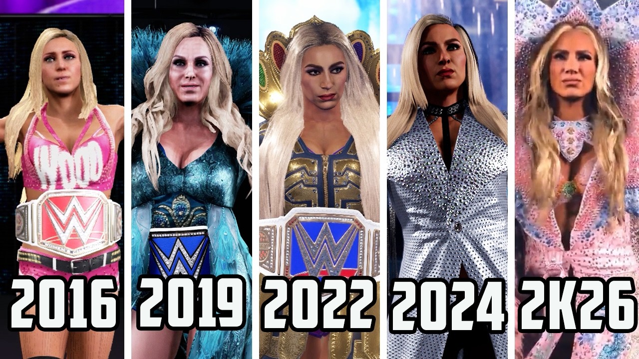 Эволюция Шарлотты Флэр в играх WWE 2K26 (с 2016 по 2026 год)