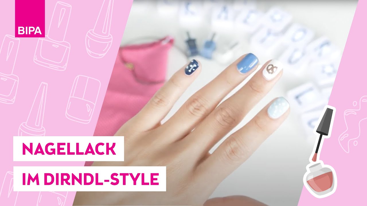 Blau-weißer Trachtenlook: Anleitung für süße Wiesn Nails mit Bloggerin Coffee & Blush