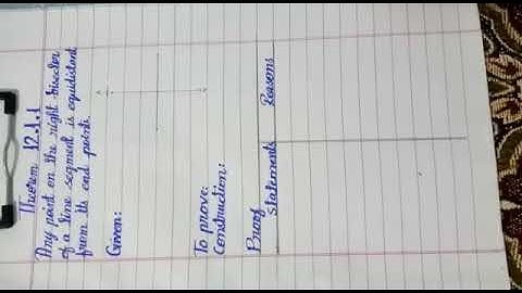 Theorem 12.1.1 | class 9th | unit 12 | line bisector and angle bisector