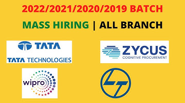 Tata Technologies | Wipro | L&T | Zycus | Off-Campus 2022/2021/2020/2019 Batch