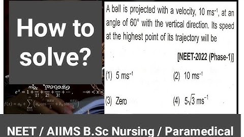 A ball is projected with a velocity 10m/s at an angle of 60°with the vertical direction. It