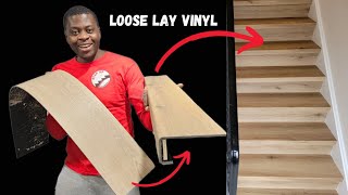 How to Install Loose Lay Vinyl Flooring On Stairs! #stepup #vinyl #looselay #layflat