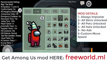 Among Us Mod Apk, Among Us Mod Menu, Always Imposter | All Skins | Pets | Hats Unlocked | NO ADS