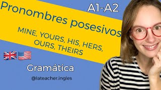 A1 A2 Possessive pronouns in English: MINE, YOURS, HERS, OURS. English class.